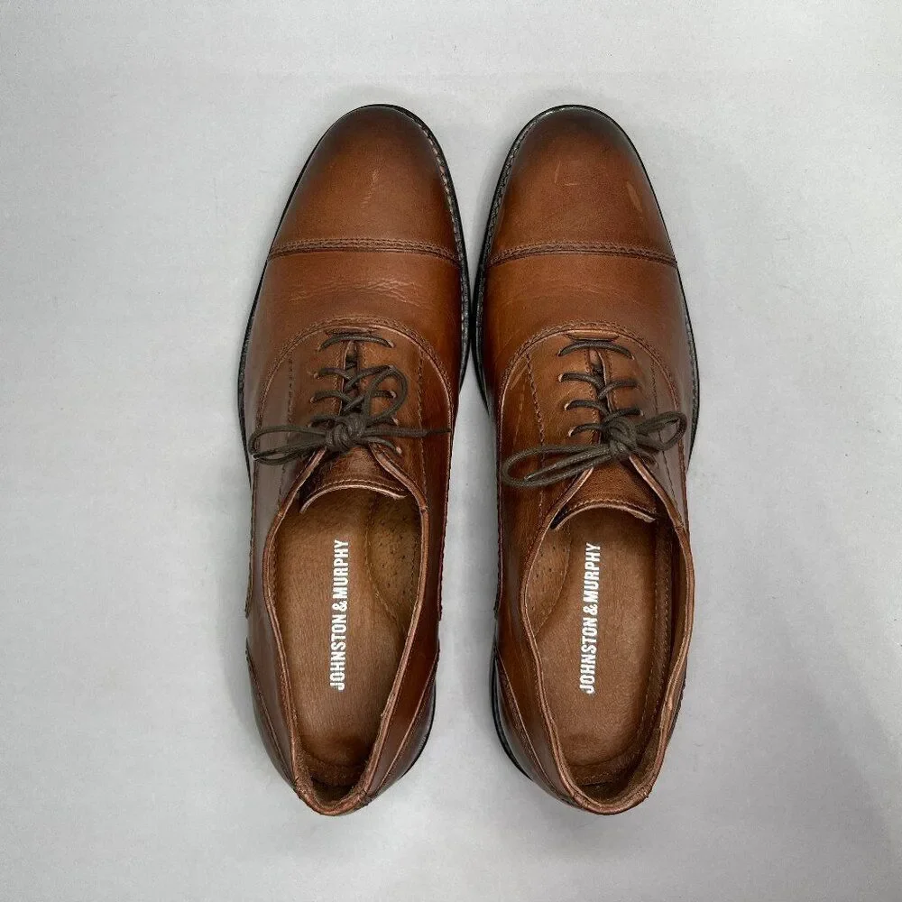 Johnston & Murphy Men's Size 10 Brown Leather Cap Toe Oxfords‎
